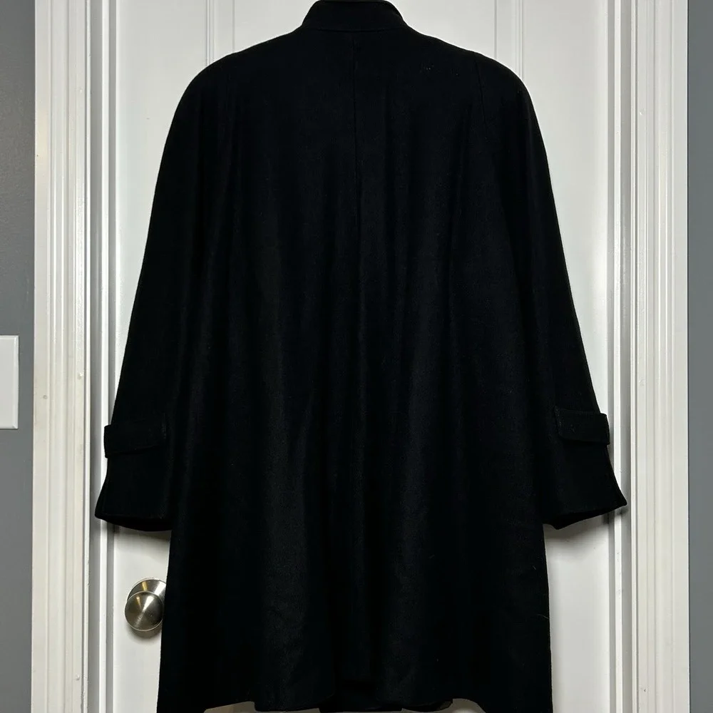 Alorna Vintage 80s Made in USA Wool Blend Black Gold Button A-Line Swing Coat